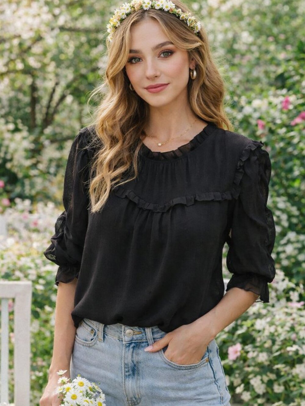 Elegant LOFT Black Blouse – Perfect for Spring Styling